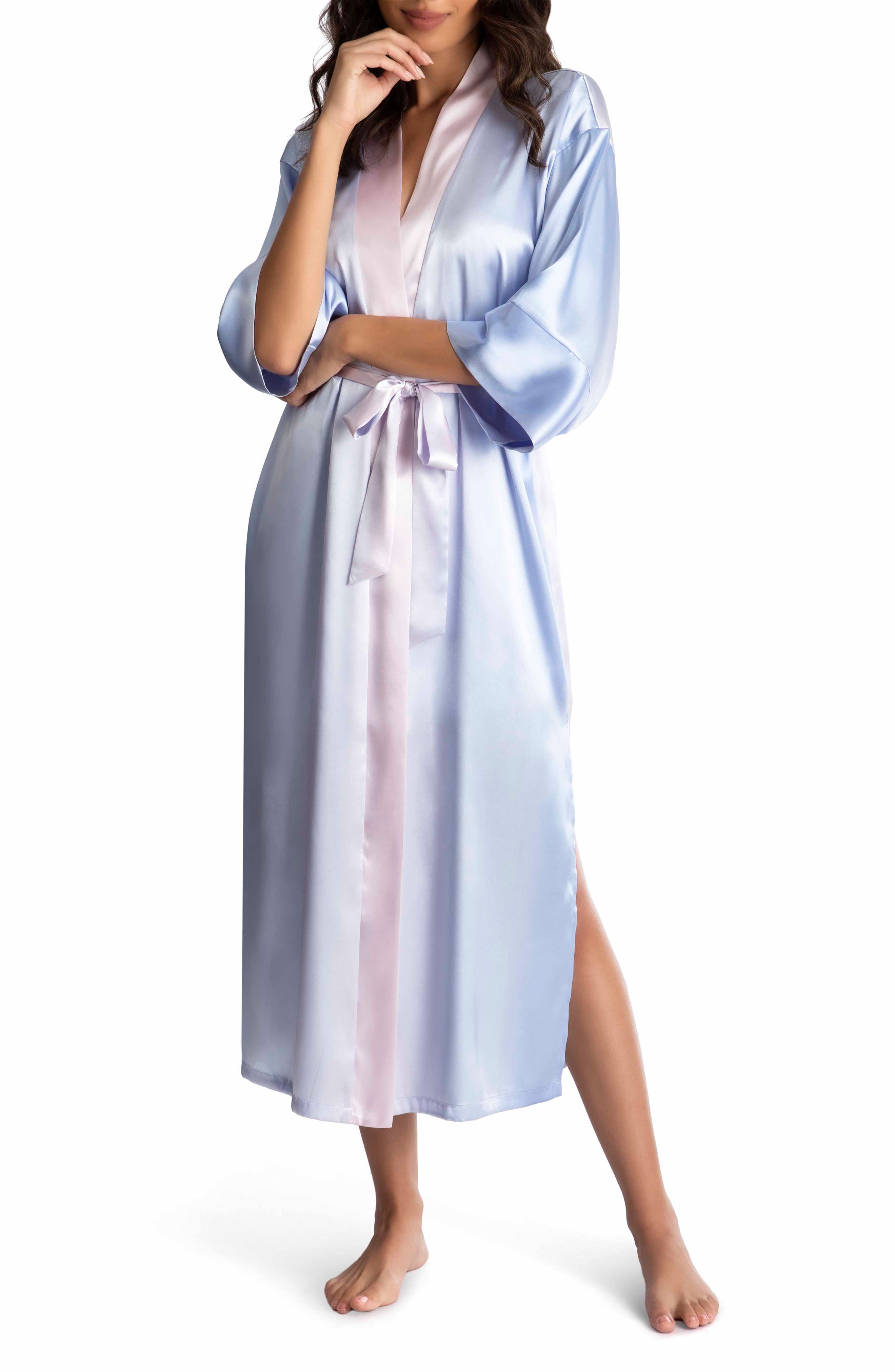 Ladies satin long Nightgown robe wrap lace detail 10 to plus 22 many colours